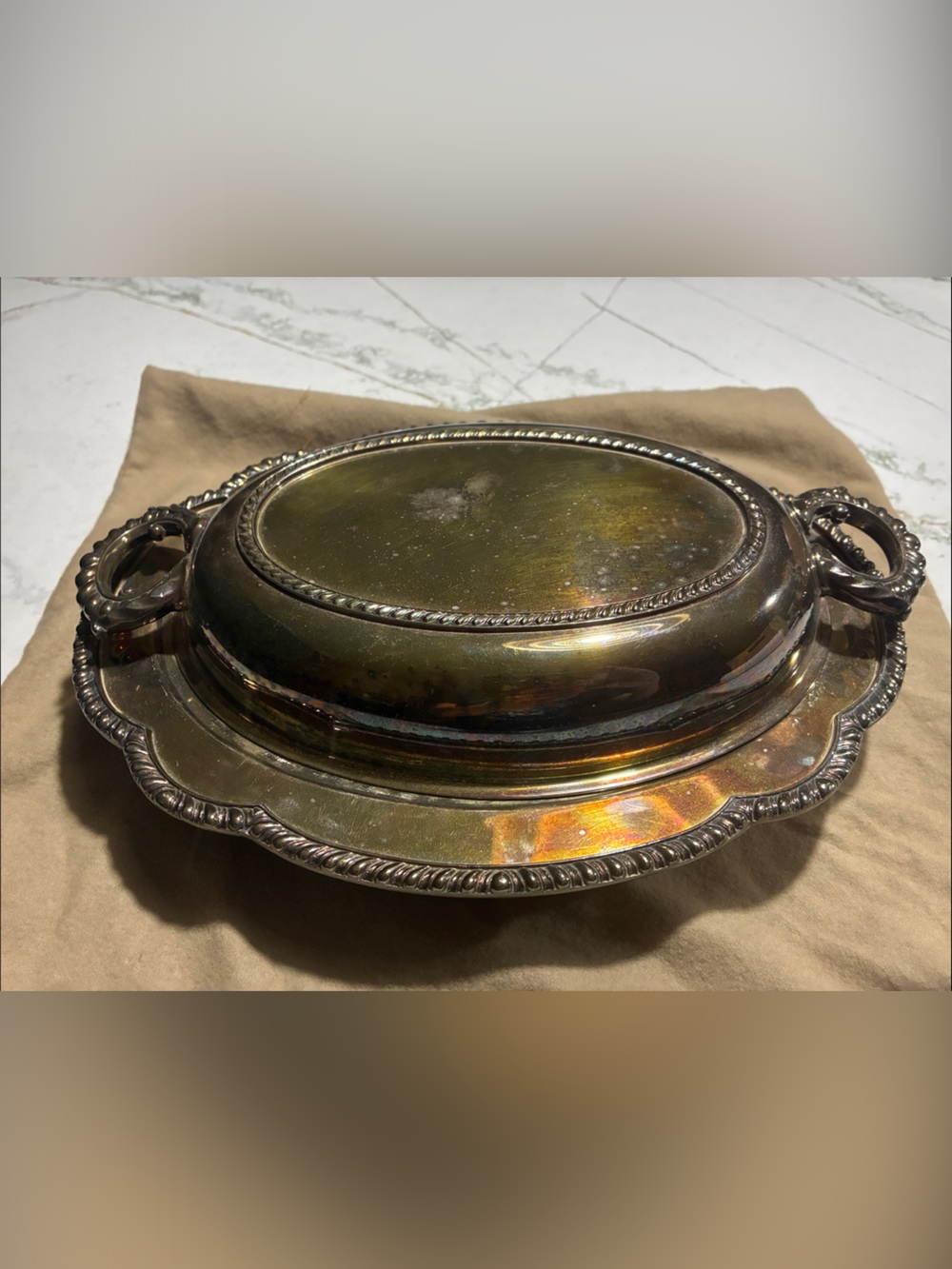 Ornate Silver-plate Covered Serving Dish 3-Pieces Glass-bake 557, Wallace M639